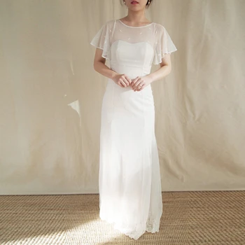 Hoepoly Ivory Русалка Невеста Свадебное платье для вечеринки Корея 드레스 Фотография Оборки Рукава Молния Свадебные платья для женщин
