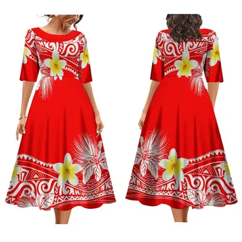 летнее длинное платье с коротким рукавом элегантное банкетное платье с темпераментом полинезийское женское платье высокого качества