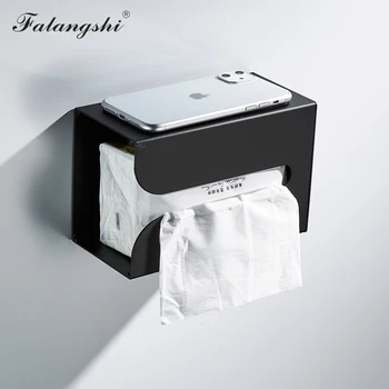 Черный держатель для туалетной бумаги Аксессуары для ванной комнаты Хранение телефона Кухонный держатель для папиросной бумаги Настенный самоклеящийся WB8228